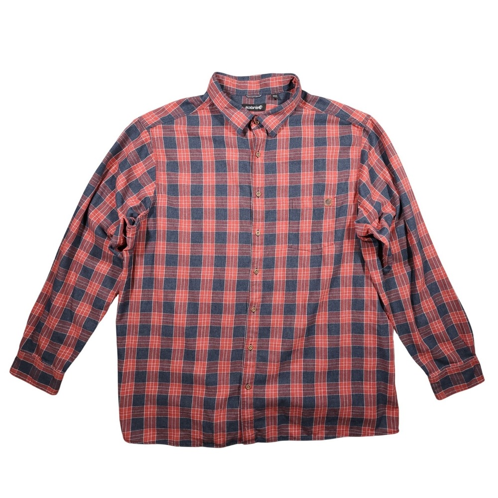 Solaris‎ Button Up Shirt Mens 3XT Red Plaid Excellent Long Sleeve Tall